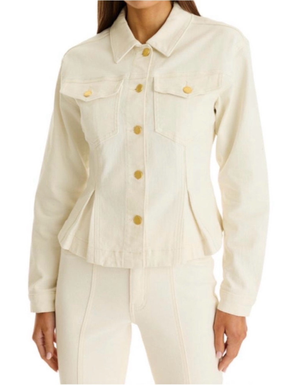 Noli Cream Jean Jacket with Gold Buttons